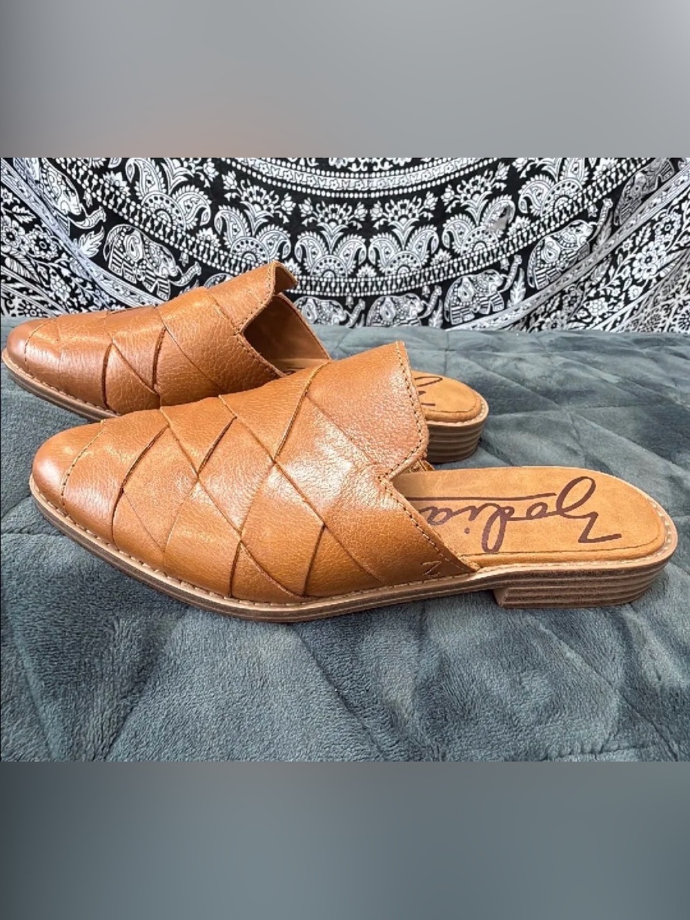 Zodiac Woven Leather Slide Mule - Tan - Picture 4 of 6